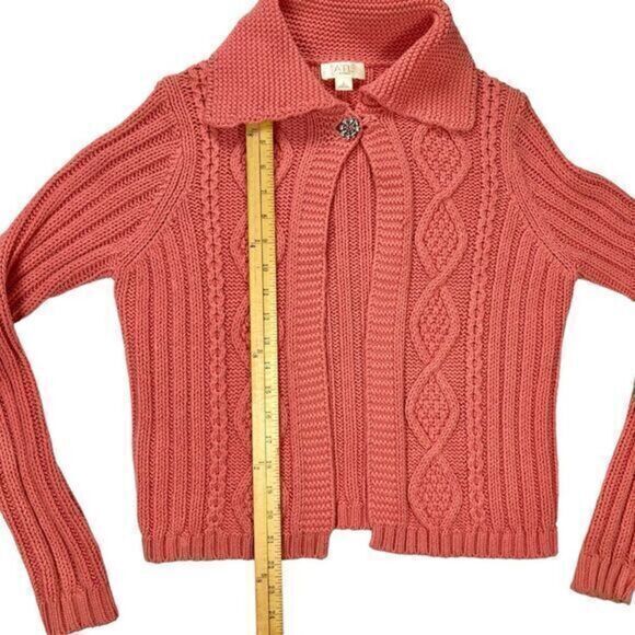 Ann Taylor Loft Studio Cardigan Sweater Womens Small Pink Granny Core Open Knit - Picture 12 of 16